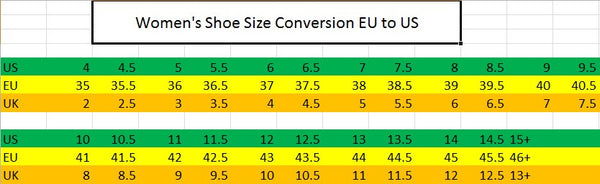 Convert european women's shoe size to us sale