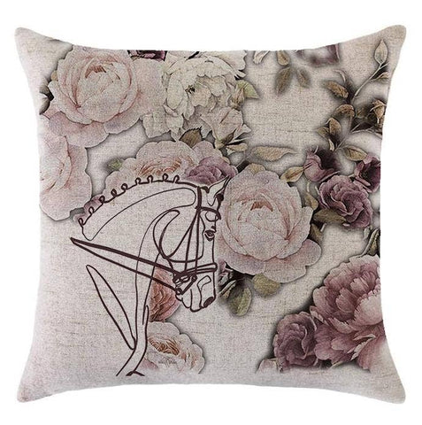 LINEN PILLOW Dressage with roses