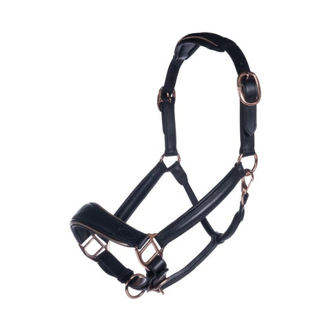 HKM Leather Head Collar -Rosegold- 13384*