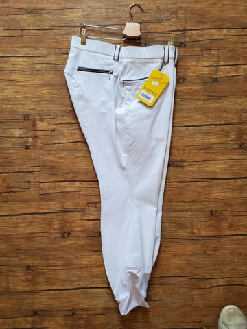 HKM Full Seat Silicone White Breeches 9237*