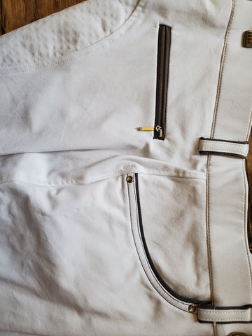 HKM Full Seat Silicone White Breeches 9237 SIZE 34 ONLY $40