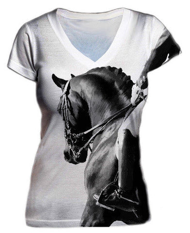 Noble Pony - Black & White Dressage V-Neck*