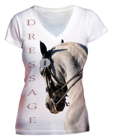Noble Pony - White Dressage Portrait V-Neck*